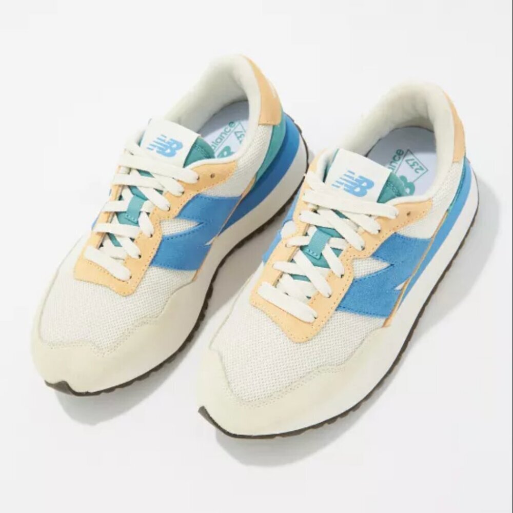 New Balance Women's 237 Sneaker with Peach/Blue/Cream colors, size 9 - Picture 11 of 11
